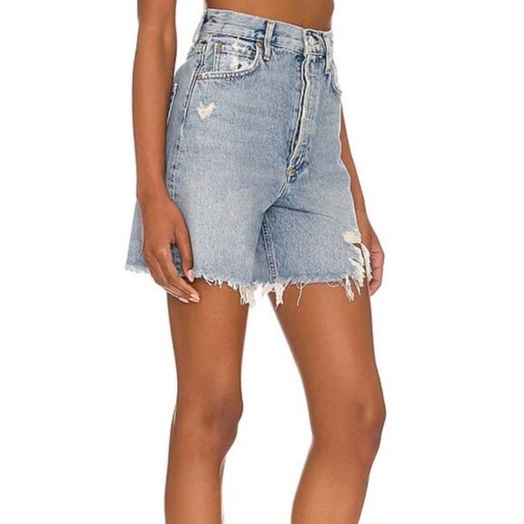NEW AGOLDE Stella Short High Rise Deserted Raw Hem Denim Shorts - Size 23 - Picture 2 of 9
